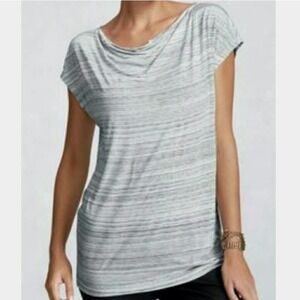 Cabi Top Tee Size XS Draped Neck Short Sleeve Pullover Blouse Striped White